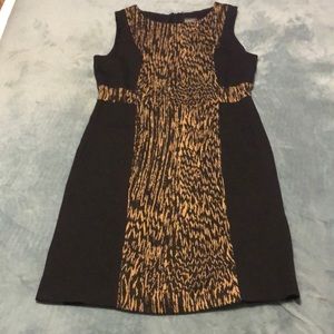 Black and Animal Print Block Design Dress